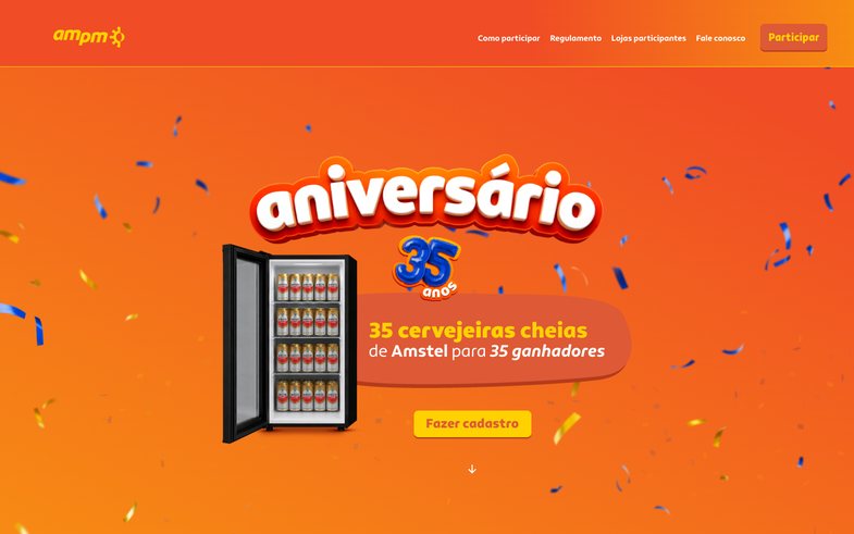 Captura do site Aniversário AmPm 35 anos