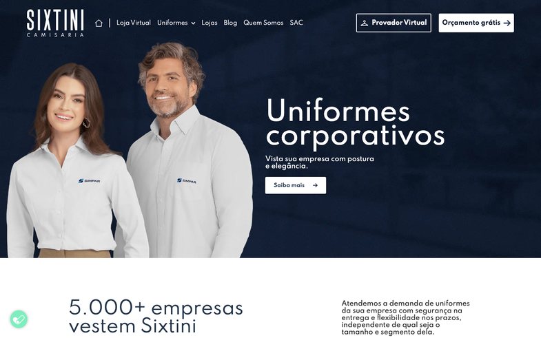 Captura do site Sixtini Camisaria