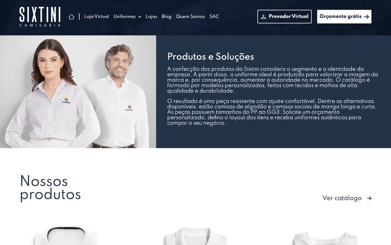 Sixtini Camisaria - Novo site Sixtini Camisaria - tela 1