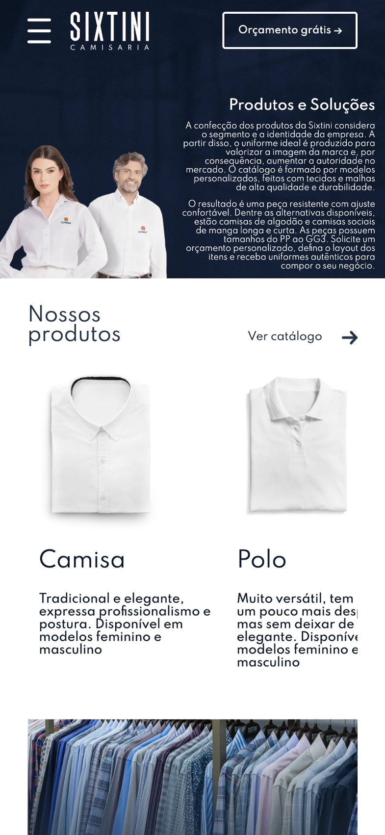 Sixtini Camisaria - Painel administrativo - tela 1