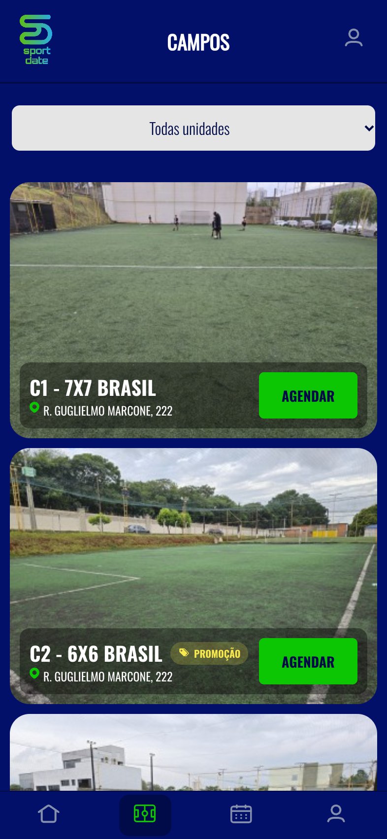 Sport Date - Web app Sport Date - tela 3