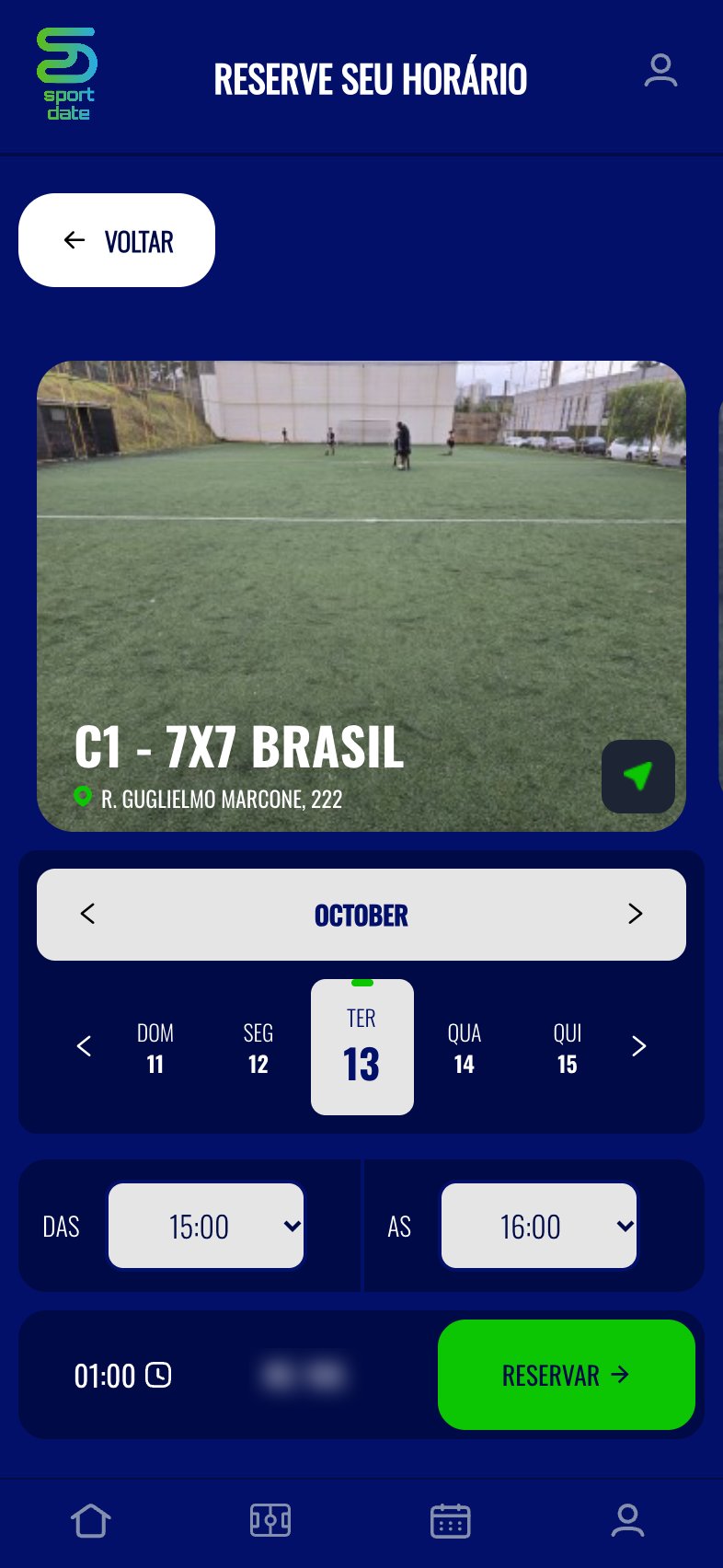 Sport Date - Painel da arena - tela 2